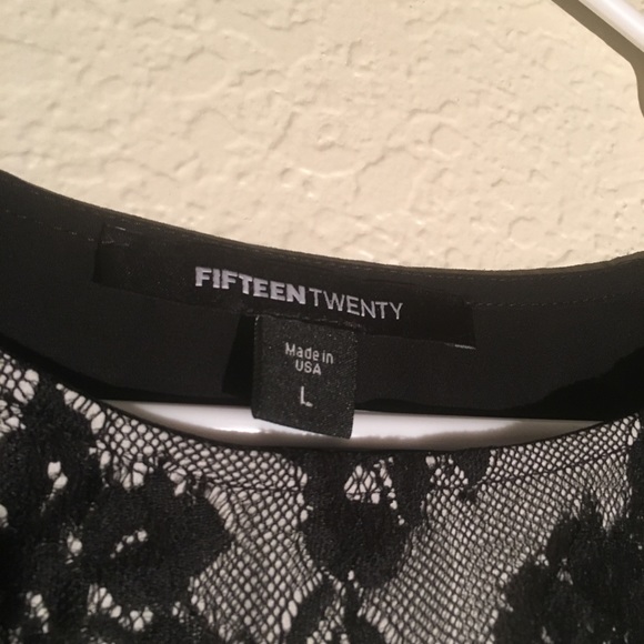 Black and white flowy lace top; size L; - Picture 7 of 8